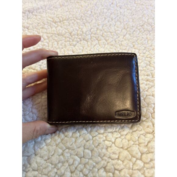Relic Men’s Wallet Brown Leather Bifold - Picture 1 of 5